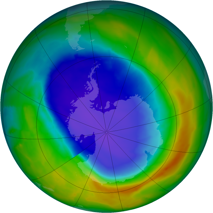 Antarctic ozone map for 11 October 2013